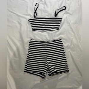 ZARA black and white striped shirt and tank top set